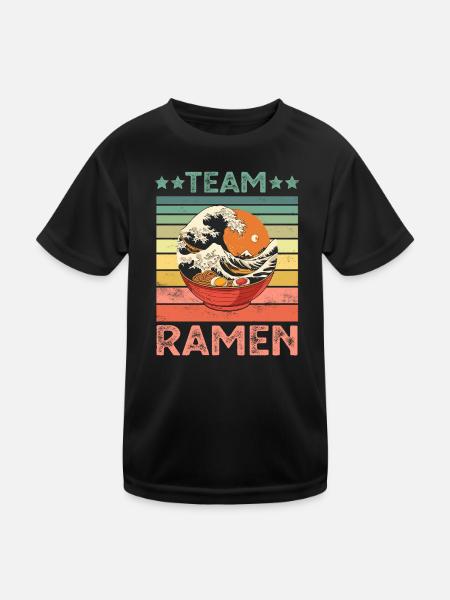 Ramen Nudeln - Kinder Funktions-T-Shirt - Schwarz - Vorne