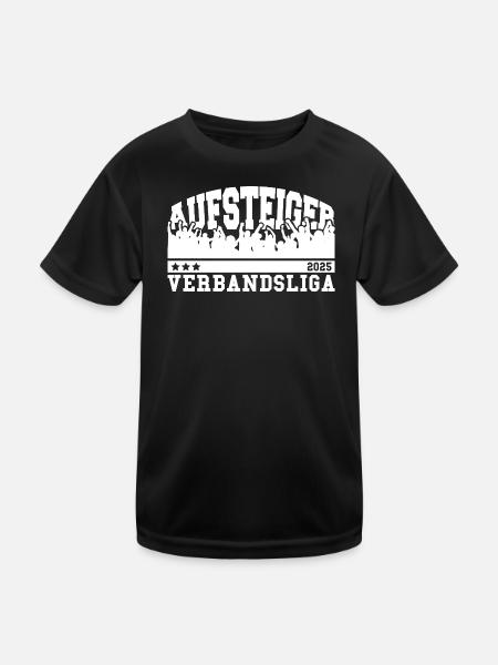 Aufsteiger 2025 Verbandsliga Aufstieg Fußball - Kinder Funktions-T-Shirt - Schwarz - Vorne