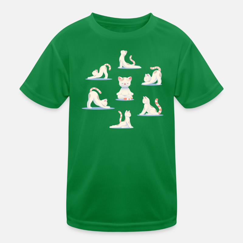 Cat in Yoga Poses – Relaxation & Mindfulness Kids Functional T-Shirt