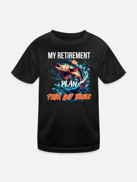 Mein Ruhestandsplan: Fisch und Bier - Kinder Funktions-T-Shirt - Schwarz - Vorne