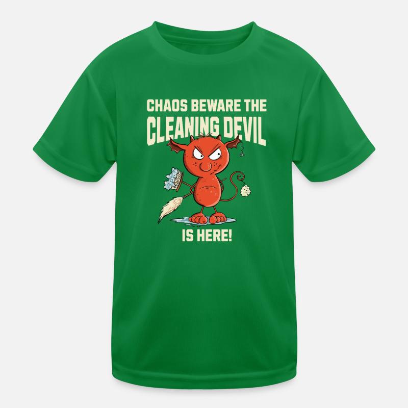 Funny Cleaning Devil Cleaning Cleaner Saying Kids Functional T-Shirt