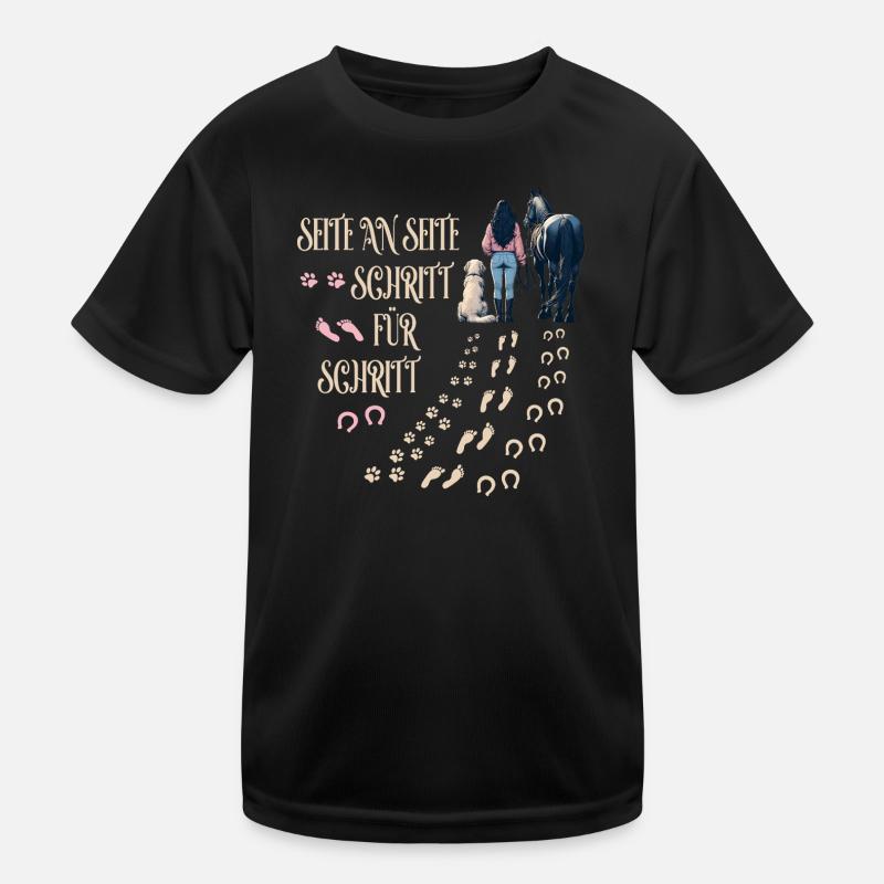 Frauchen Hund und Pferd Kinder Funktions-T-Shirt