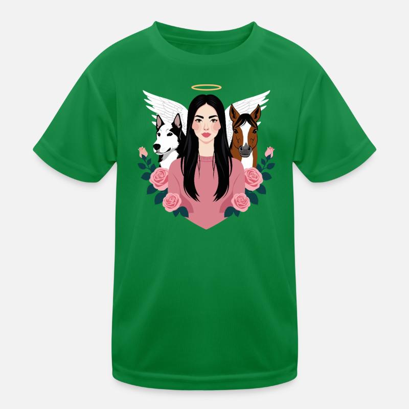 Frauchen, Hund und Pferd Kinder Funktions-T-Shirt