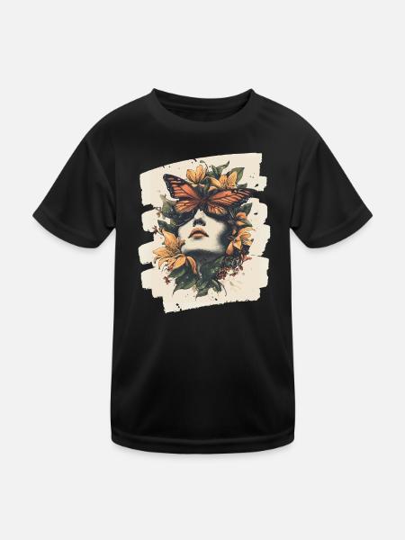 Printemps Printemps Début Fleurs - T-shirt sport Enfant - noir - Devant