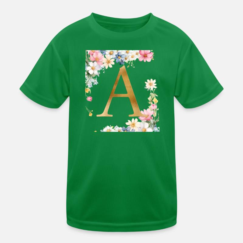 A Monogram, Floral, Personalizable Kids Functional T-Shirt