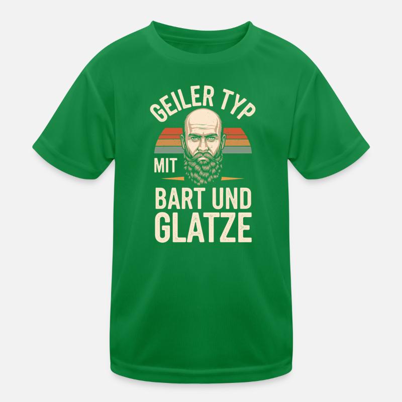 guy with beard & bald head beard wearer Kids Functional T-Shirt