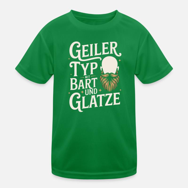 Geiler Typ Mit Bart & Glatze Glatzkopf Bartträger Kinder Funktions-T-Shirt