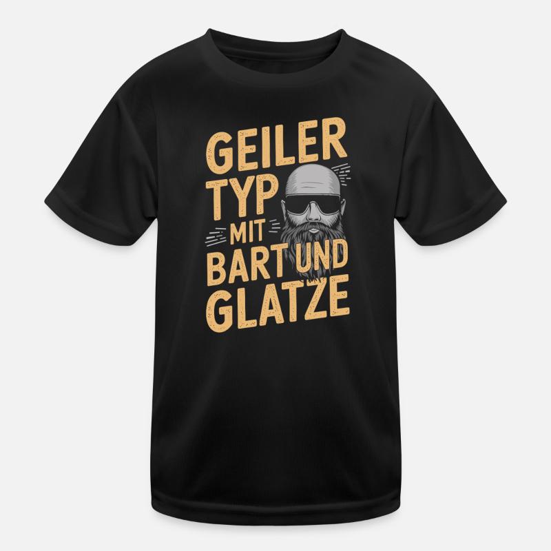Geiler Typ Mit Bart & Glatze Glatzkopf Bartträger Kinder Funktions-T-Shirt