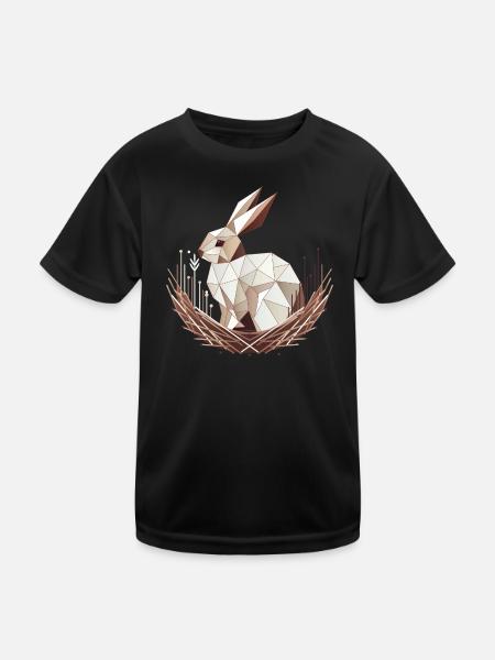 Geometrischer Hase im Nest –Stilvolles Osterdesign - Kinder Funktions-T-Shirt - Schwarz - Vorne