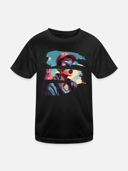 girl girlie wild punk freestyle love peace style - Kinder Funktions-T-Shirt - Schwarz - Vorne