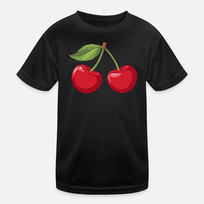 Lebendige Kirsche Illustration - Kinder Funktions-T-Shirt - Schwarz