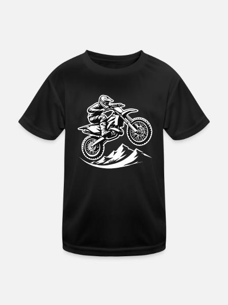 Motorcross - Kinder Funktions-T-Shirt - Schwarz