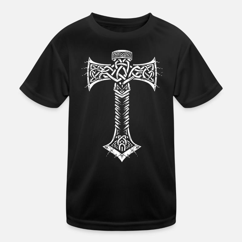 Mjöllnir Viking symbol - Kids Functional T-Shirt - black