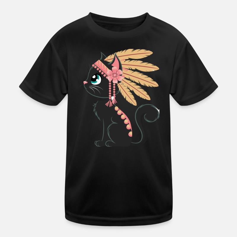 Boho Plume Chat T-shirt sport Enfant