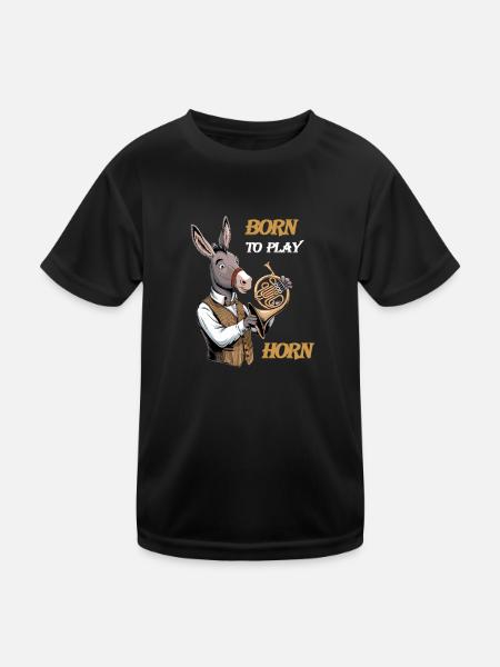 Hornist liebt Horn Waldhorn spielen im Orchester - Kinder Funktions-T-Shirt - Schwarz - Vorne