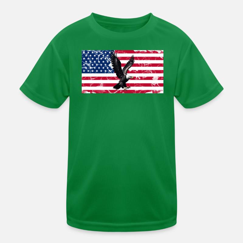 Freiheitsadler über US Flagge Kinder Funktions-T-Shirt
