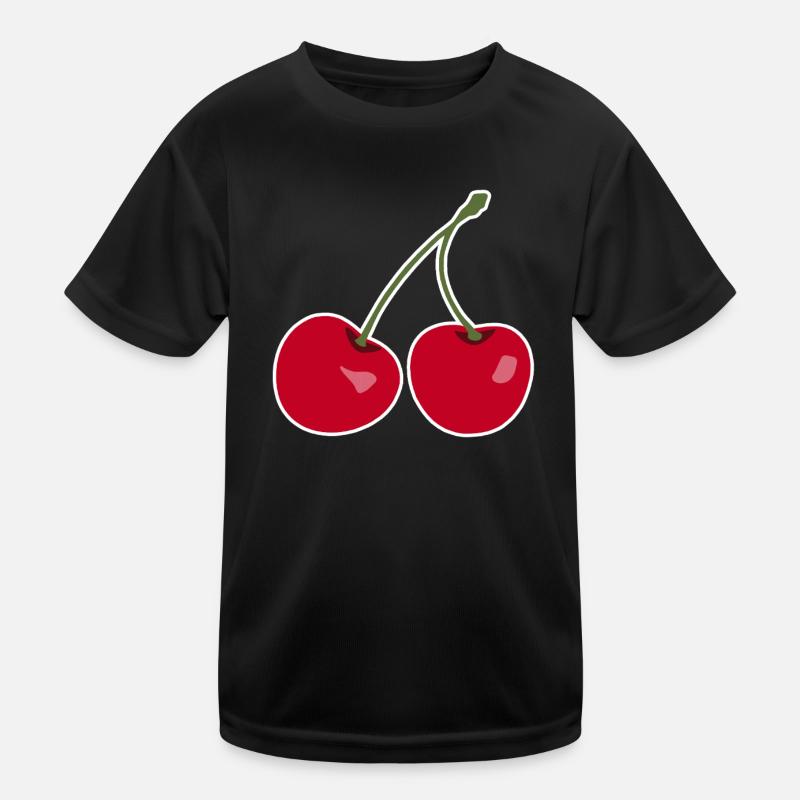 Cherry, Red cherries - Kids Functional T-Shirt - black