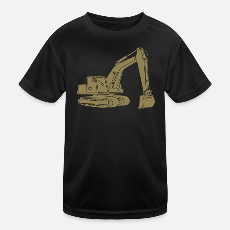 Bagger Silhouette Baugeräteführer Tiefbau Kinder Funktions-T-Shirt