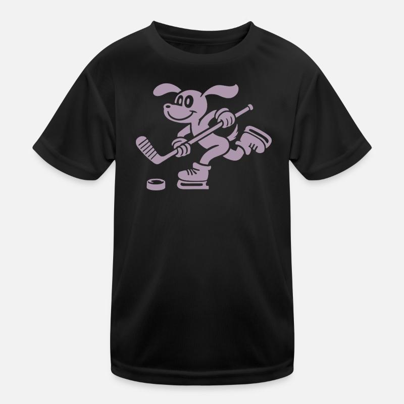 Dackel Eishockey Silhouette Minimalistisch Kinder Funktions-T-Shirt