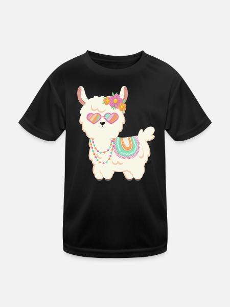 Lama doux d’été - T-shirt sport Enfant - noir - Devant