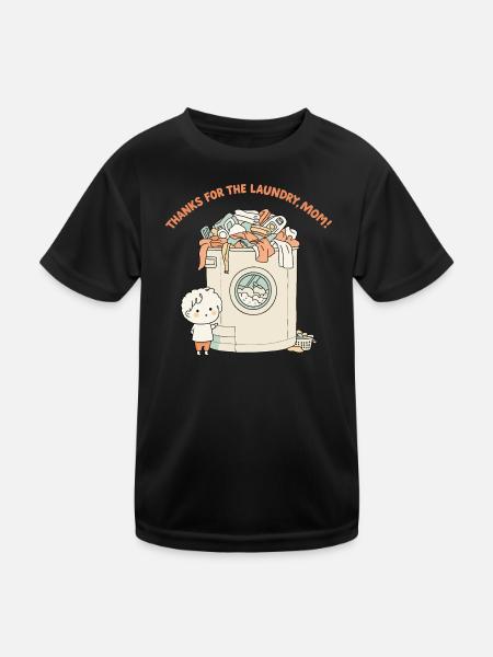 Thanks for the laundry, mom ! - Kids Functional T-Shirt - black - Front