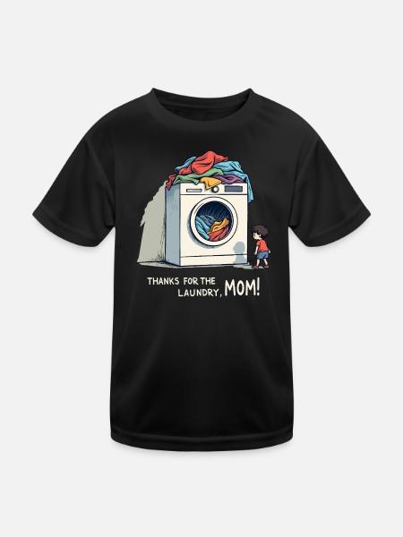 Thanks for the laundry, mom ! - Kids Functional T-Shirt - black - Front