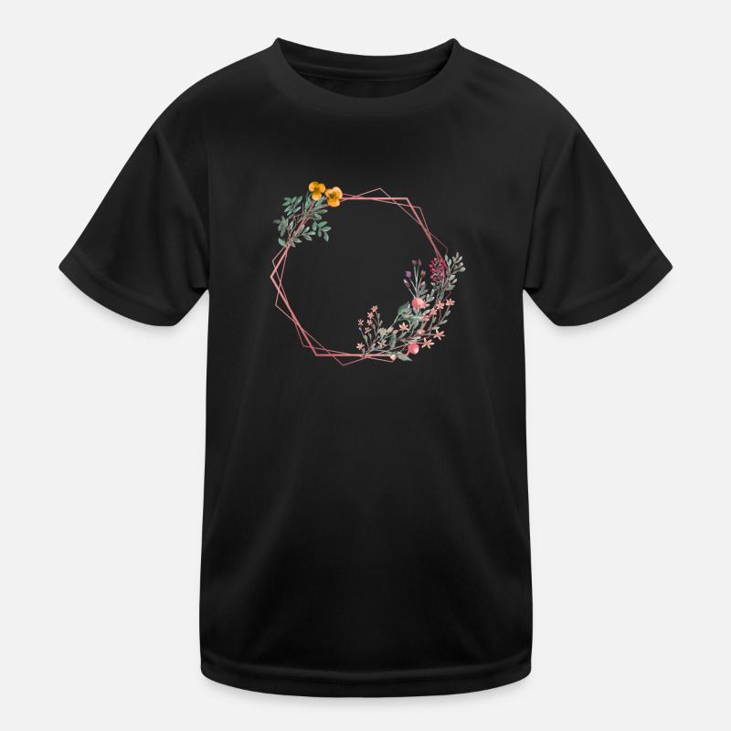 Hexagon decorated with flowers Kids Functional T-Shirt