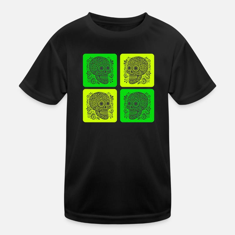 Buntes Totenkopf – Mexiko Design Kinder Funktions-T-Shirt