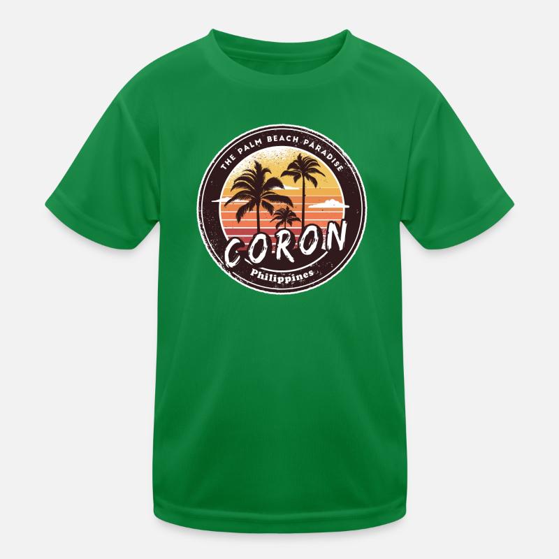 Coron Philippines Beach Palm Trees Design Kids Functional T-Shirt