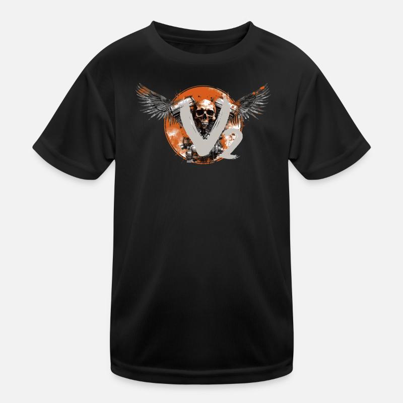 V2 Skull Moto Chopper Design Bobber T-shirt sport Enfant