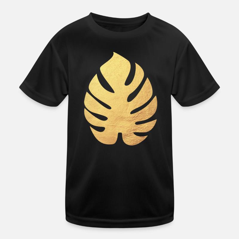 Philodendron Leaf Gold Botany Nature Flora Organic Kids Functional T-Shirt