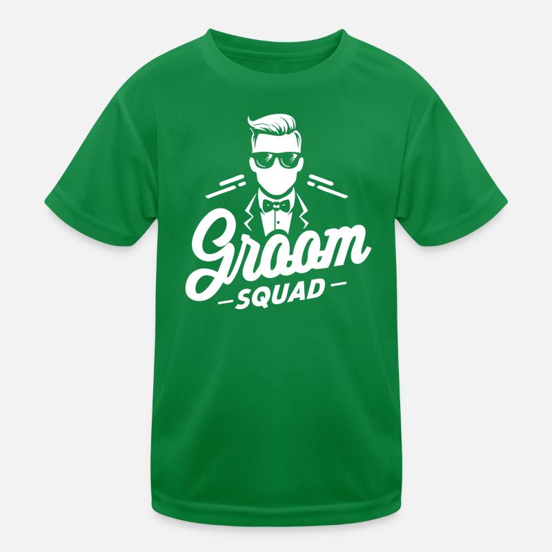 Bräutigam „Groom Squad“-Logo mit Anzug und Fliege Kinder Funktions-T-Shirt