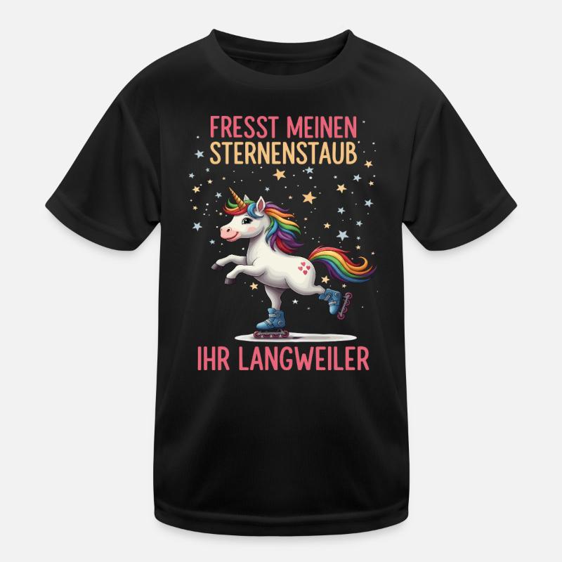 Rollschuh Einhorn Kinder Funktions-T-Shirt