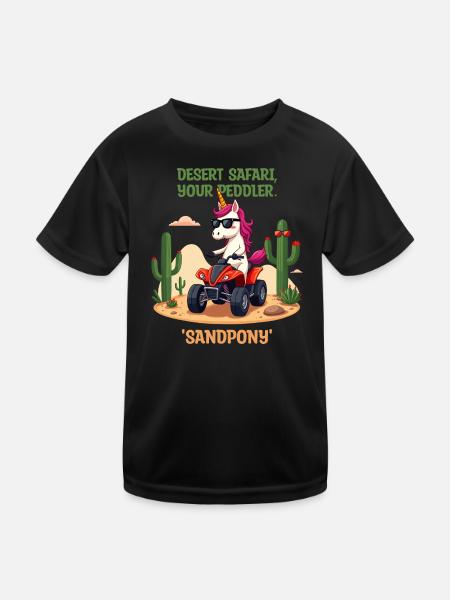 Wüsten-Einhorn - Kinder Funktions-T-Shirt - Schwarz - Vorne