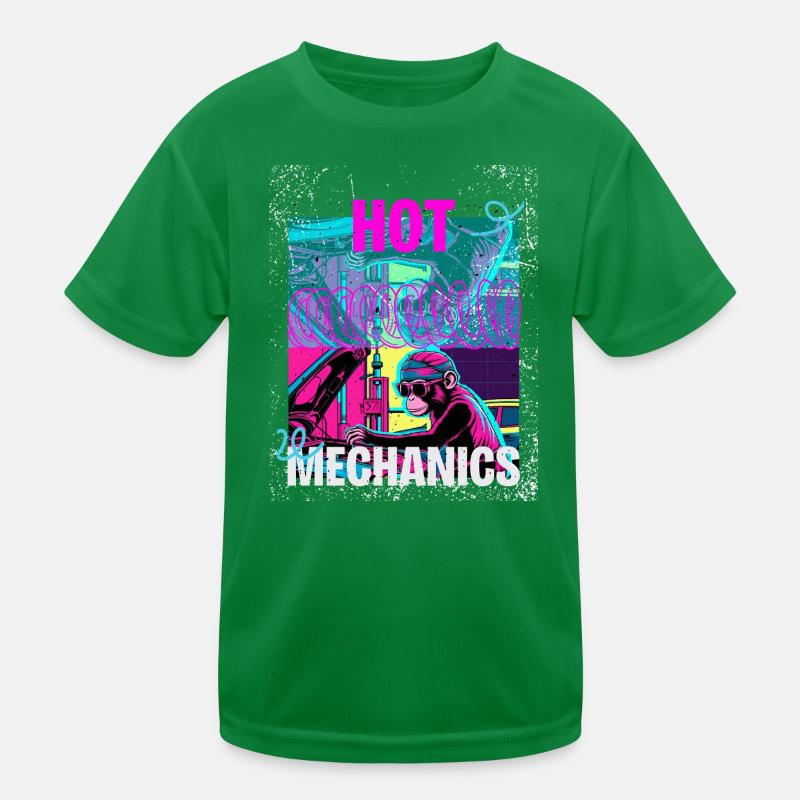 Hot Mechanics – Neon Monkey Garage Design Kinder Funktions-T-Shirt