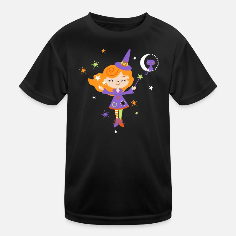 Moonlight Witch with Magic Wand Kids Functional T-Shirt