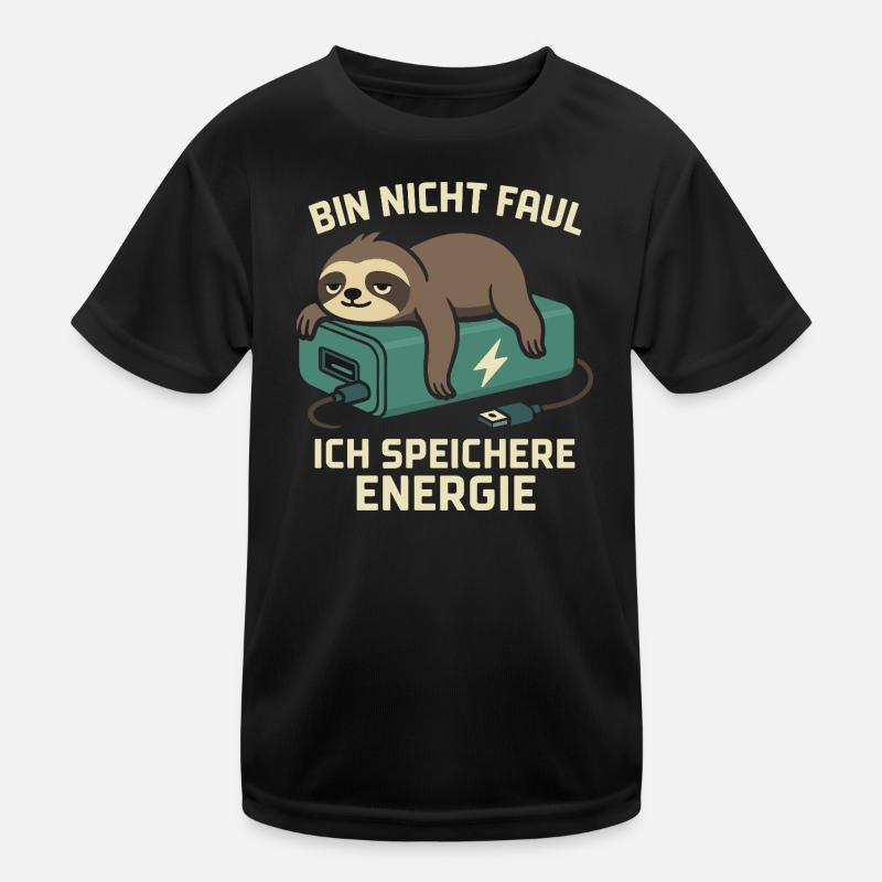 Faultier Spruch: Ich speichere Energie Kinder Funktions-T-Shirt
