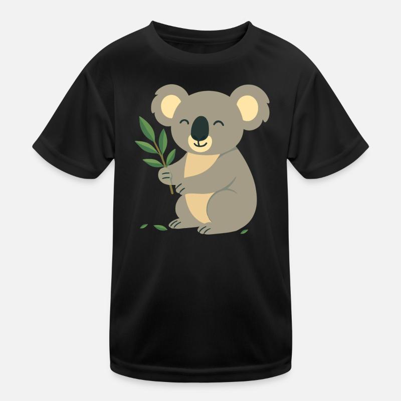 Lächelnder Koala mit Eukalyptus Kinder Funktions-T-Shirt
