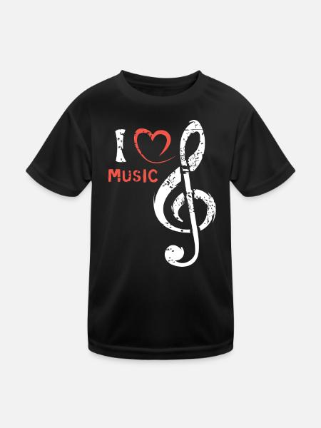 Notenschlüssel Herz Music - Musiker und Bands - Kinder Funktions-T-Shirt - Schwarz