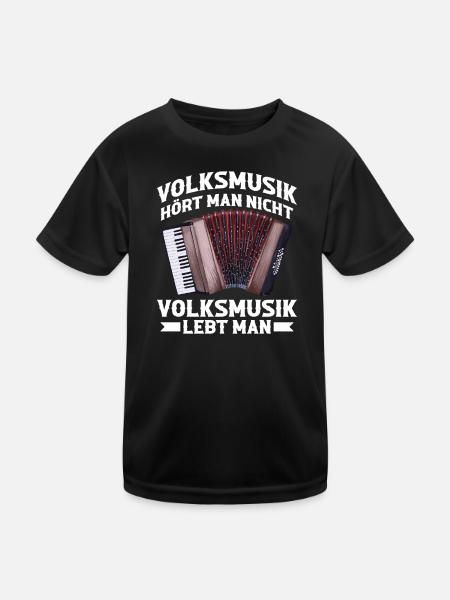 Akkordeon - Volksmusik lebt man - Volksmusiker - Kinder Funktions-T-Shirt - Schwarz - Vorne
