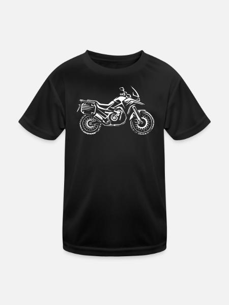Reise Enduro Motorrad - Biker Tour Symbol - Kinder Funktions-T-Shirt - Schwarz