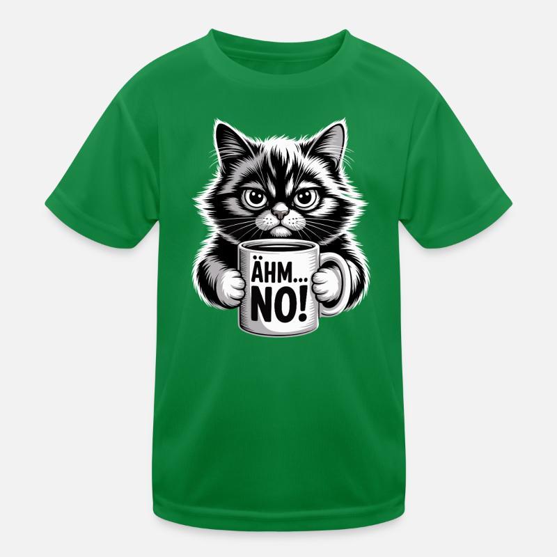 Ähm... No! Katze Mit Kaffee Humor Kinder Funktions-T-Shirt