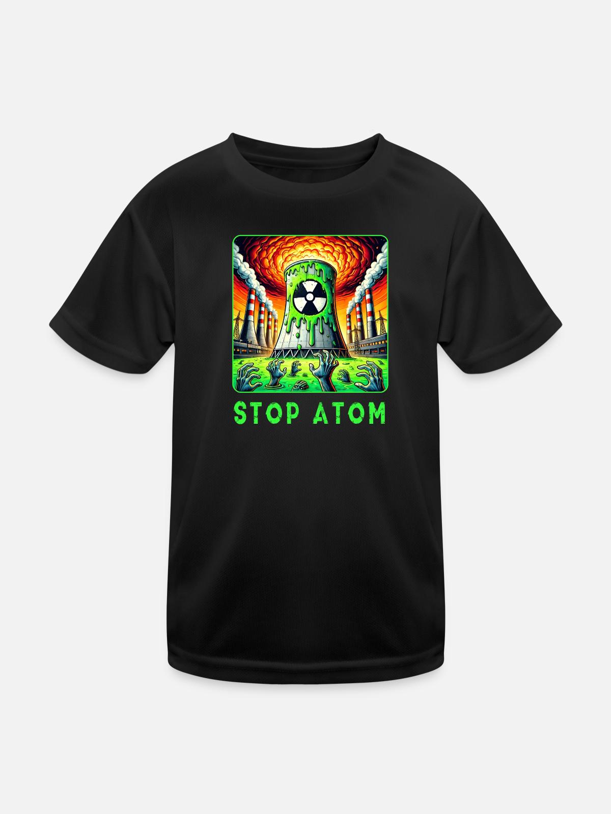 Stop Atom – Radioactive - Kids Functional T-Shirt - black - Front