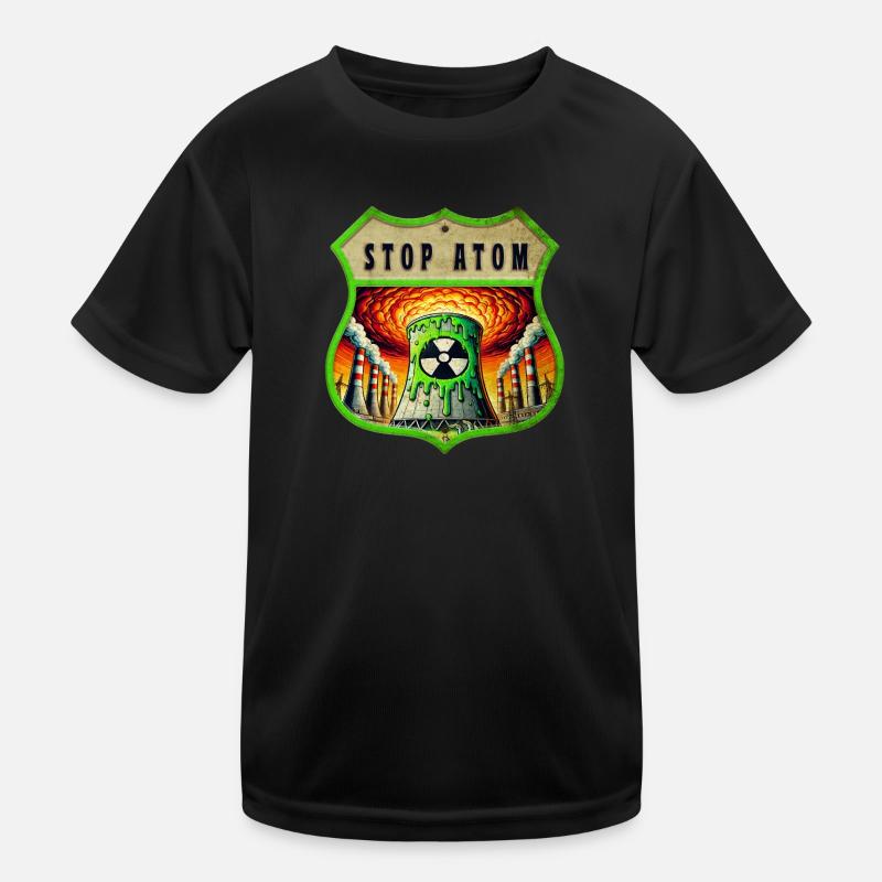 Stop Atom Crest Design Kids Functional T-Shirt
