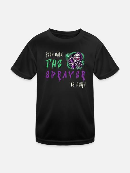 Keep Calm – The Sprayer - Kids Functional T-Shirt - black - Front