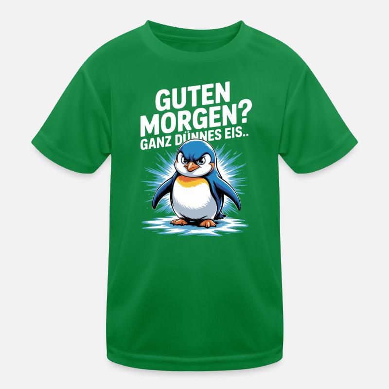 Guten Morgen? Ganz dünnes Eis! Lustiger Pinguin Kinder Funktions-T-Shirt