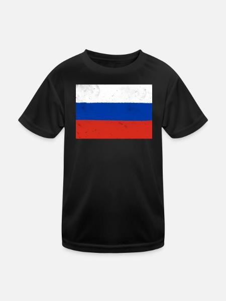 Flagge Russlands - Kinder Funktions-T-Shirt - Schwarz - Vorne