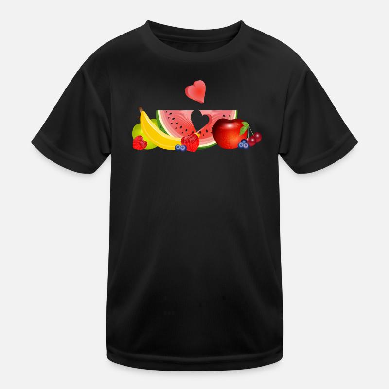 Bunte Früchte mit Wassermelone und Herz Kinder Funktions-T-Shirt