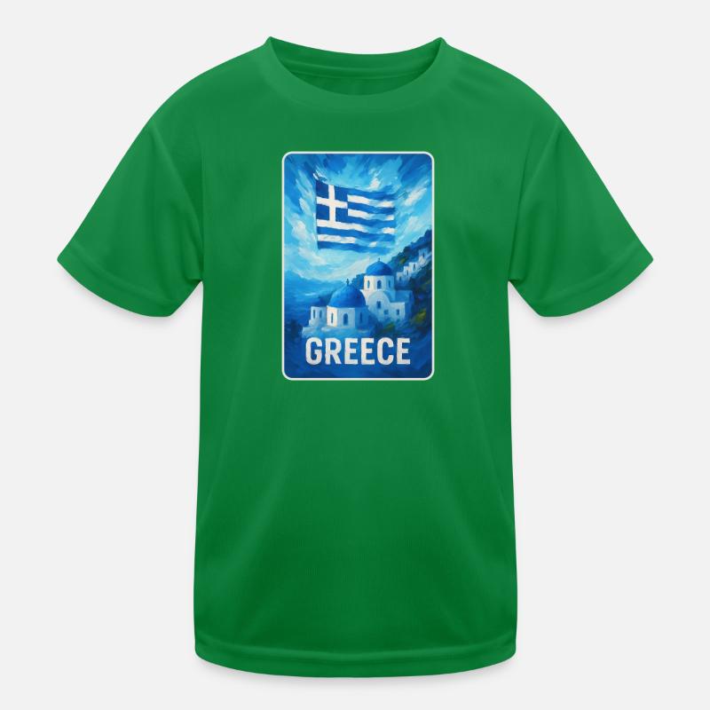 Grèce Santorin Drapeau T-shirt sport Enfant