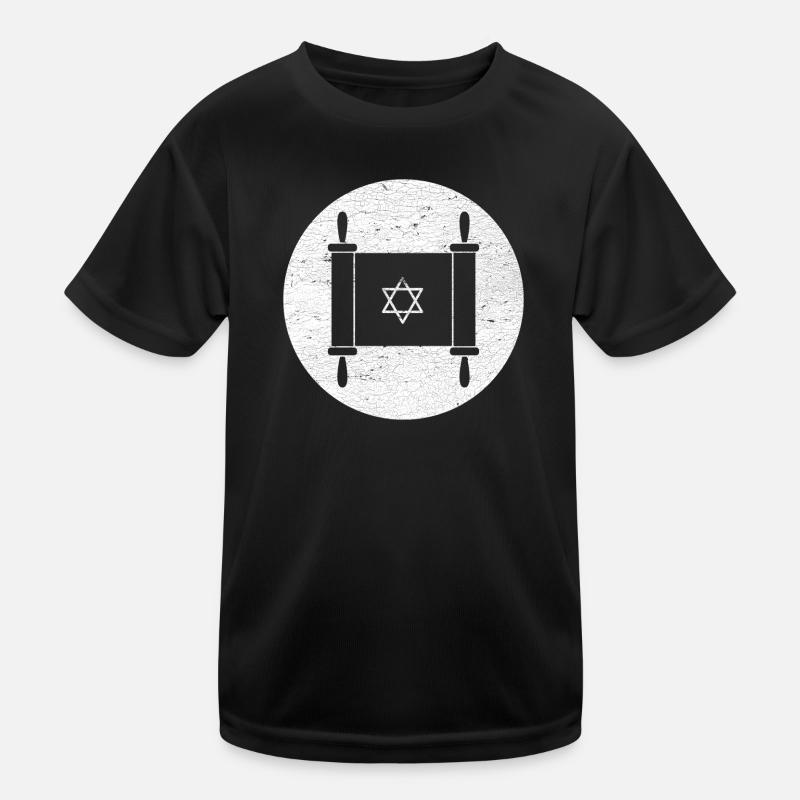 Torah scroll in a white circle Kids Functional T-Shirt